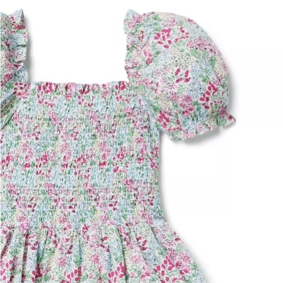 Janie and Jack Grace Floral Smocked Puff Sleeve dress - Size 14 - Picture 2 of 3